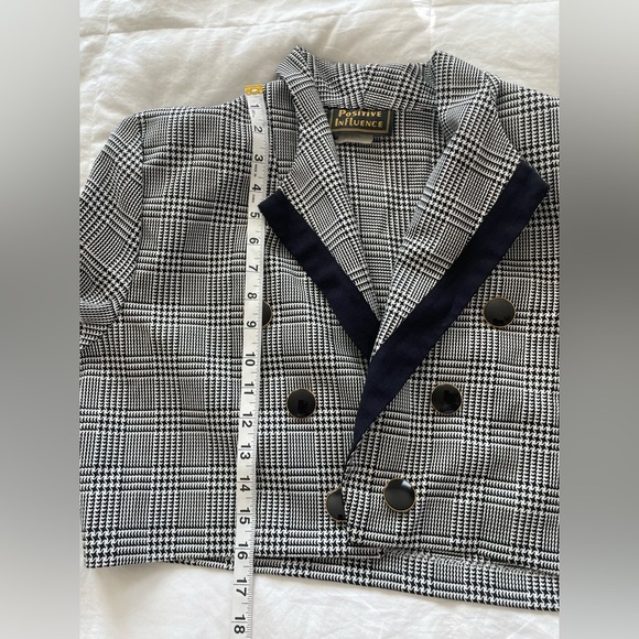 Vintage Positive Influence Cropped houndstooth Blazer Jacket Double Breasted - Picture 10 of 11